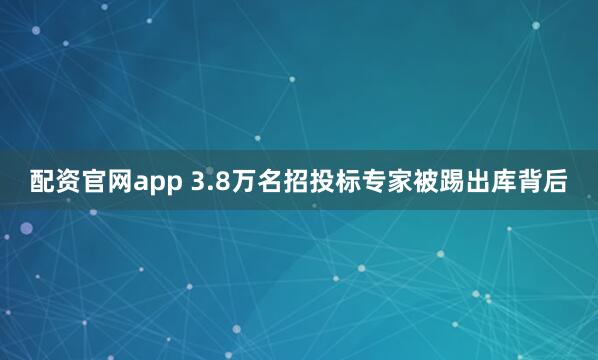 配资官网app 3.8万名招投标专家被踢出库背后